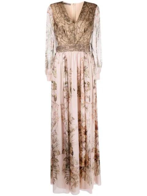 floral snakeskin-print evening dress by ALBERTA FERRETTI