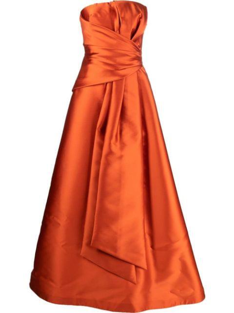 gathered-detail strapless gown by ALBERTA FERRETTI