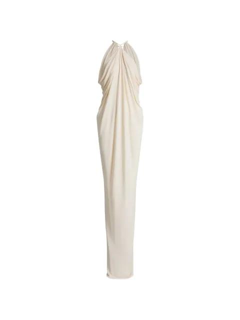 halterneck draped maxi dress by ALBERTA FERRETTI