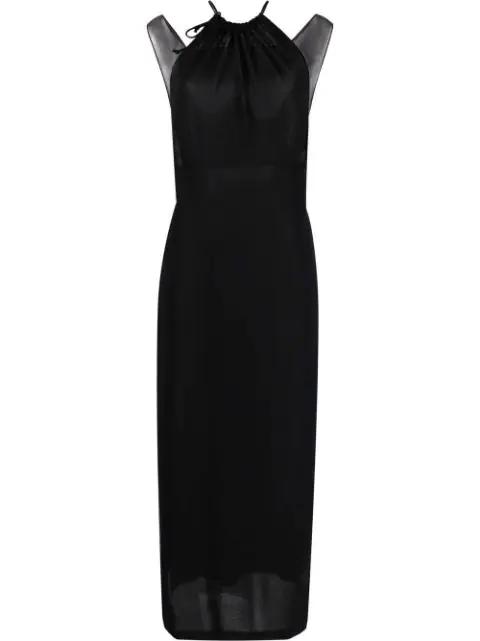 halterneck mesh silk dress by ALBERTA FERRETTI