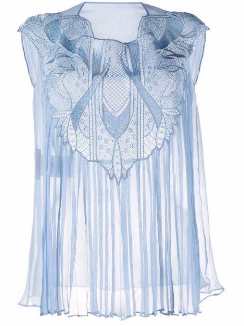 lace-embellished silk top by ALBERTA FERRETTI