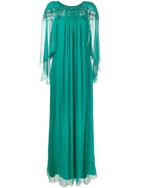 lace-panel draped evening dress by ALBERTA FERRETTI