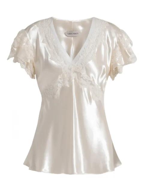 lace ruffled top by ALBERTA FERRETTI
