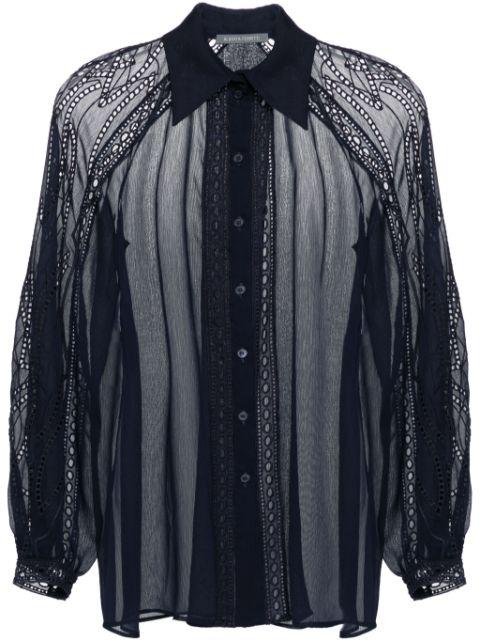 lace-trim chiffon shirt by ALBERTA FERRETTI