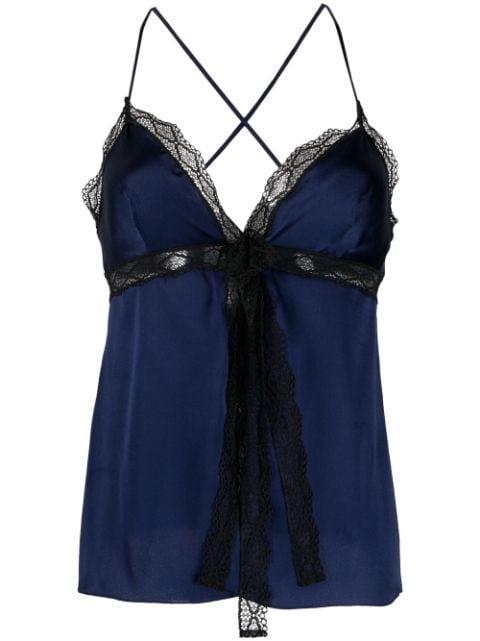 lace-trim detail top by ALBERTA FERRETTI