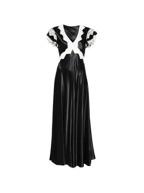 lace-trimmed V-neck maxi dress by ALBERTA FERRETTI