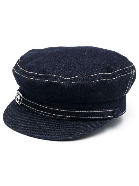 logo-plaque denim sailor hat by ALBERTA FERRETTI