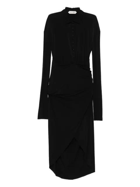long-sleeve asymmetrical midi dress by ALBERTA FERRETTI