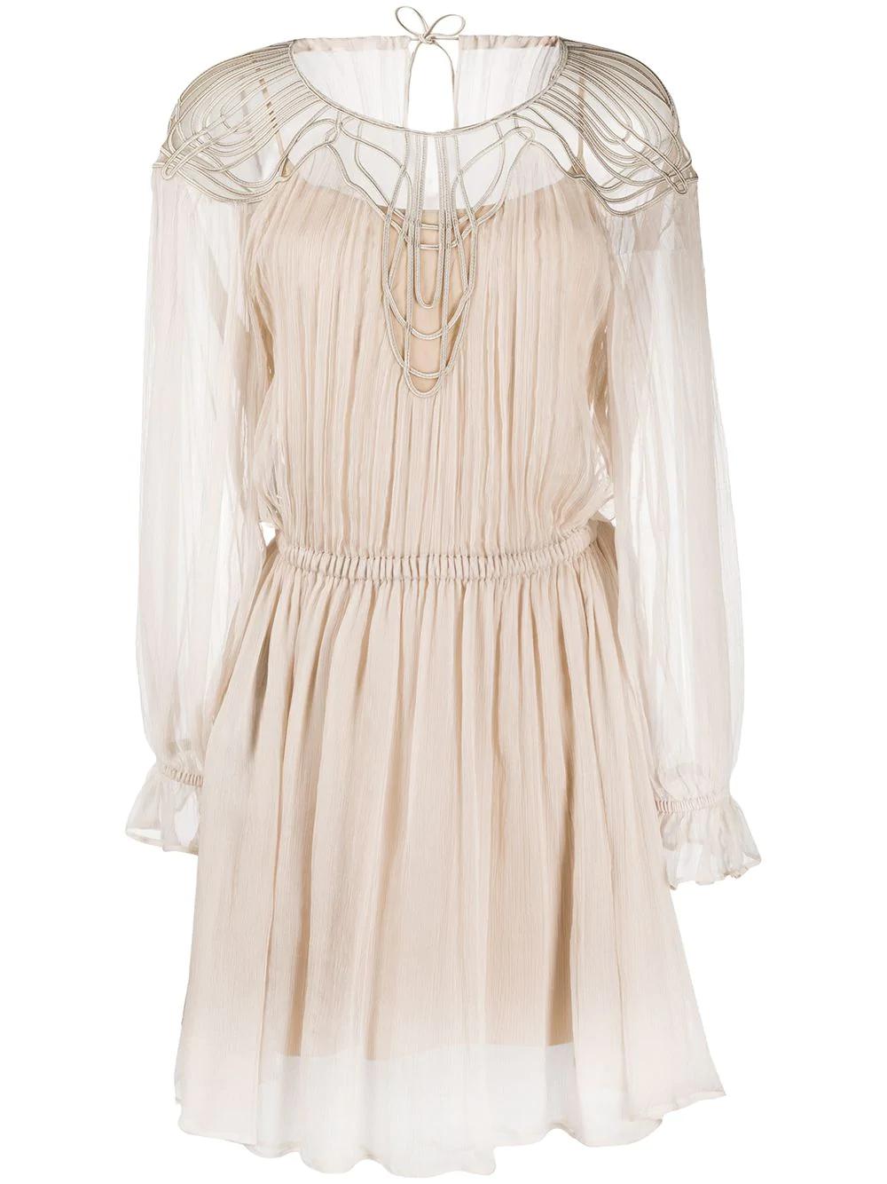 long sleeve sheer chest panel dress by ALBERTA FERRETTI