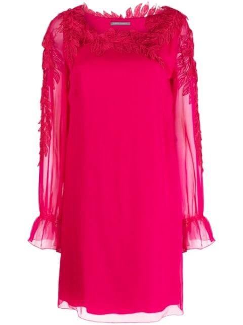 long-sleeve silk mini dress by ALBERTA FERRETTI