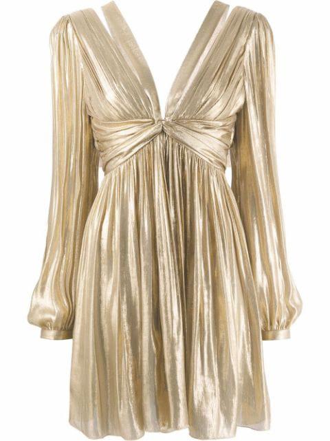 metallic pleated mini dress by ALBERTA FERRETTI
