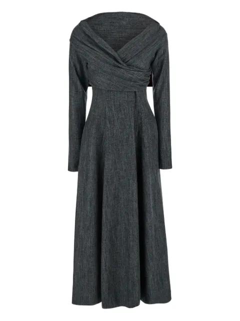 off-shoulder wrap maxi dress by ALBERTA FERRETTI