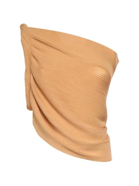one-shoulder ribbed-knit top by ALBERTA FERRETTI