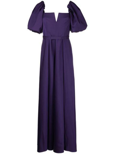 pleat-detail puff-sleeves gown by ALBERTA FERRETTI