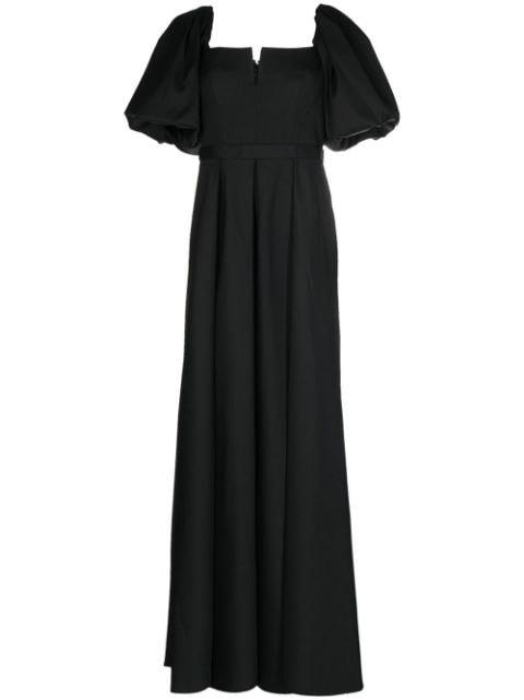 pleat-detail puff-sleeves gown by ALBERTA FERRETTI