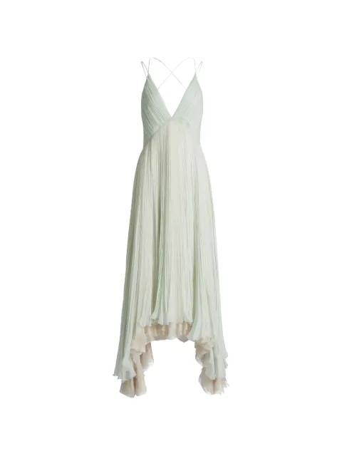 pleated asymmetric-hem dress by ALBERTA FERRETTI