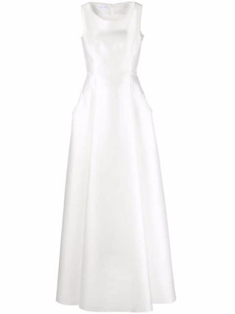 pleated duchess satin gown by ALBERTA FERRETTI