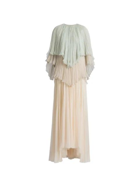 pleated ruffled maxi dress by ALBERTA FERRETTI