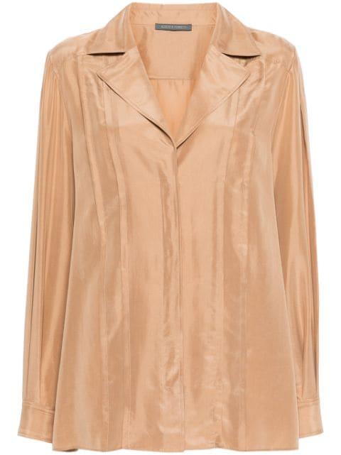 plissé-details silk shirt by ALBERTA FERRETTI