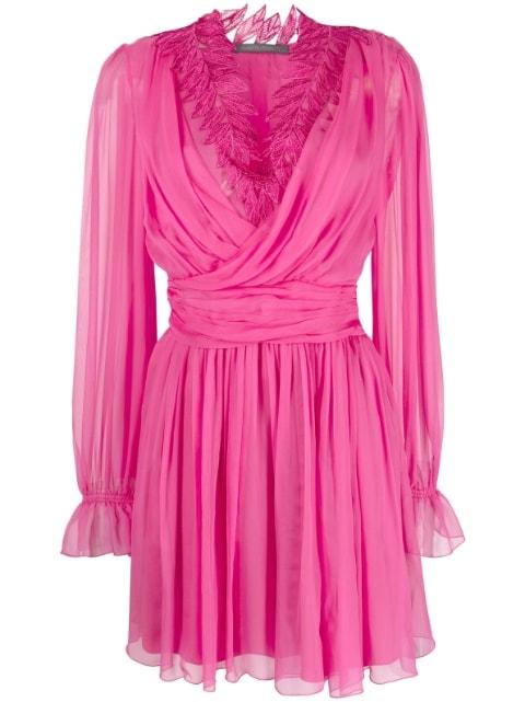 ramage-lace silk mini dress by ALBERTA FERRETTI