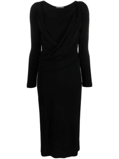 round-neck draped midi dress by ALBERTA FERRETTI