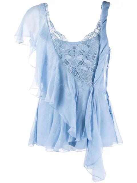 ruched lace detail top by ALBERTA FERRETTI