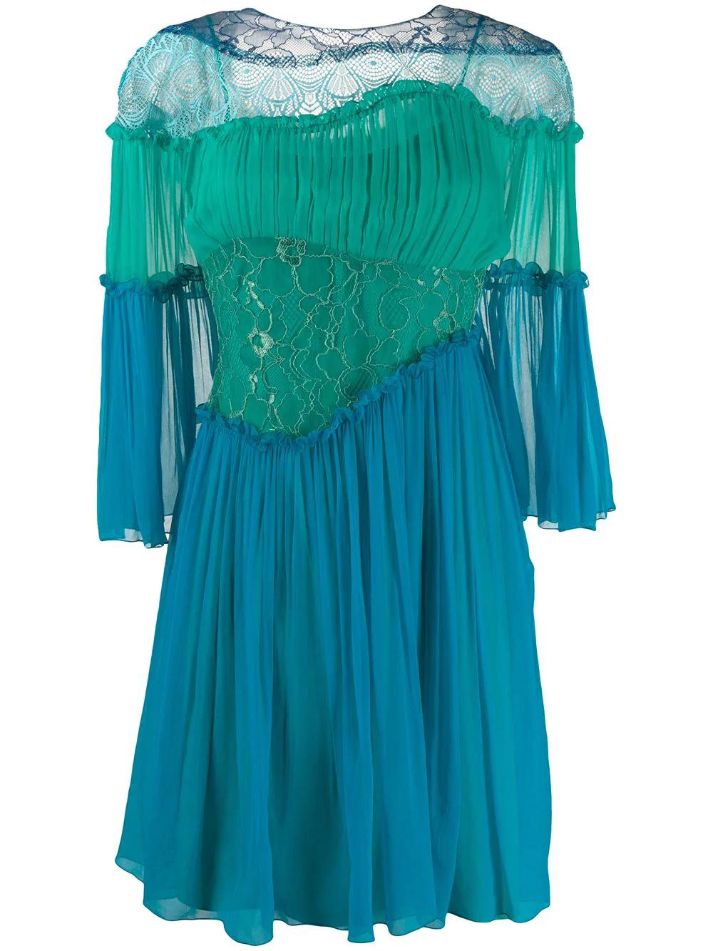 ruffle-trimmed panelled dress by ALBERTA FERRETTI