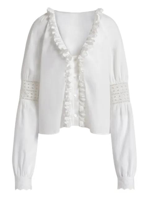 ruffled V-neck blouse by ALBERTA FERRETTI