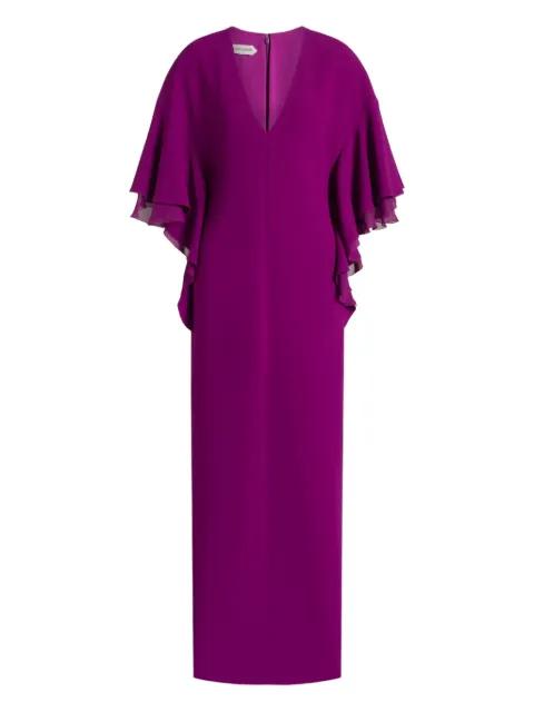 ruffled V-neck maxi dress by ALBERTA FERRETTI