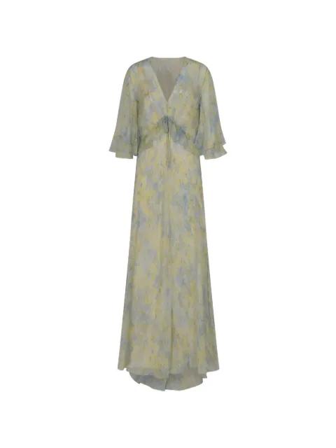 ruffled-detail floral-print dress by ALBERTA FERRETTI