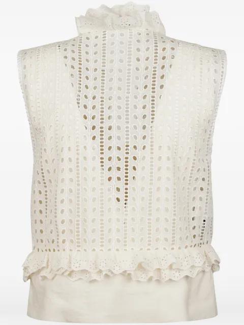 ruffled eyelet blouse by ALBERTA FERRETTI