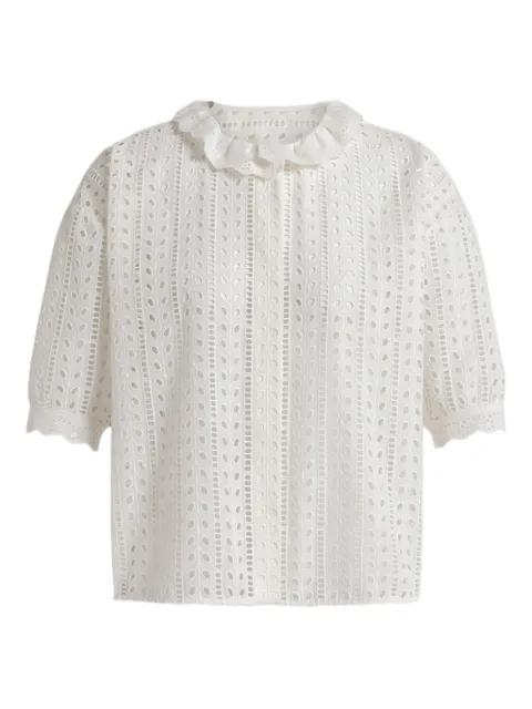 ruffled eyelet blouse by ALBERTA FERRETTI