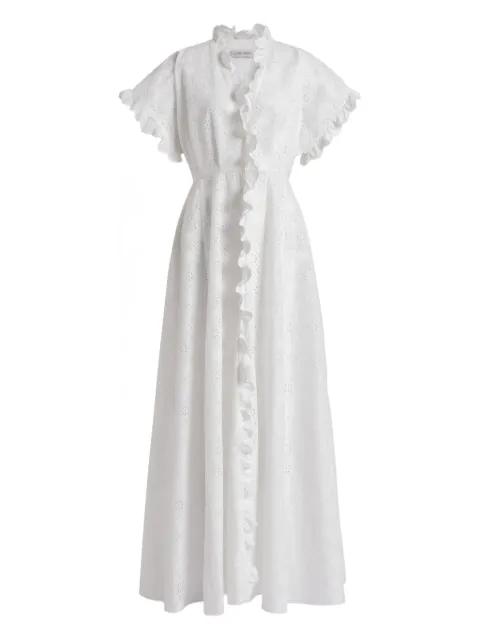 ruffled eyelet maxi dress by ALBERTA FERRETTI