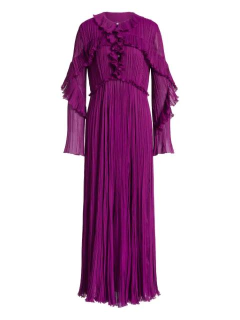 ruffled pleated midi dress by ALBERTA FERRETTI