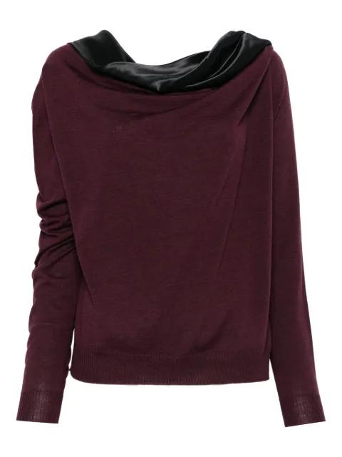 satin-panel wool sweater by ALBERTA FERRETTI