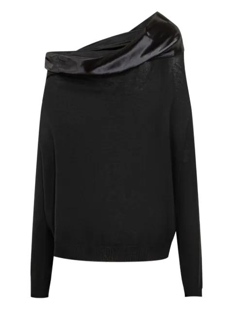 satin-panelled one-shoulder sweater by ALBERTA FERRETTI