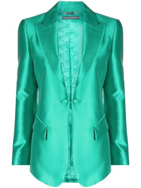 satin-trim single-breasted blazer by ALBERTA FERRETTI