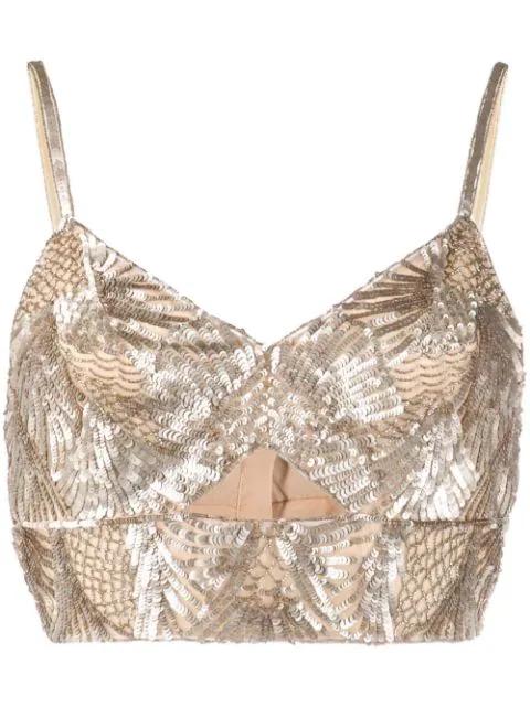 sequin-embellished cropped top by ALBERTA FERRETTI