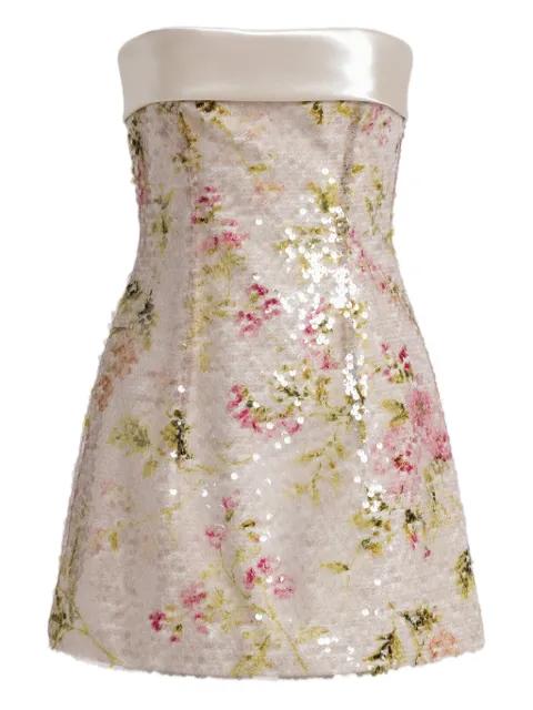 sequin-embellished floral-pattern mini dress by ALBERTA FERRETTI