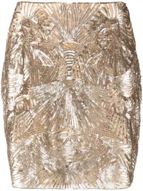 sequin-embellished high-waist skirt by ALBERTA FERRETTI