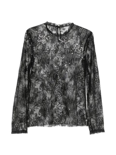 sequin-embellished lace top by ALBERTA FERRETTI