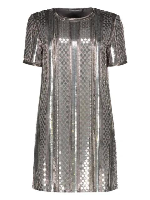 sequin-embellished short-sleeved mini dress by ALBERTA FERRETTI