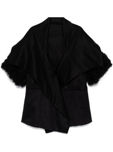 shearling-trim cape by ALBERTA FERRETTI