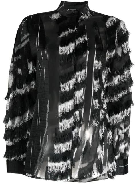 sheer fringed two-tone blouse by ALBERTA FERRETTI