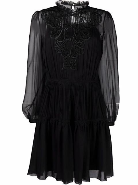 sheer lace detail dress by ALBERTA FERRETTI