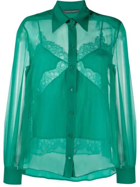 silk lace-insert shirt by ALBERTA FERRETTI