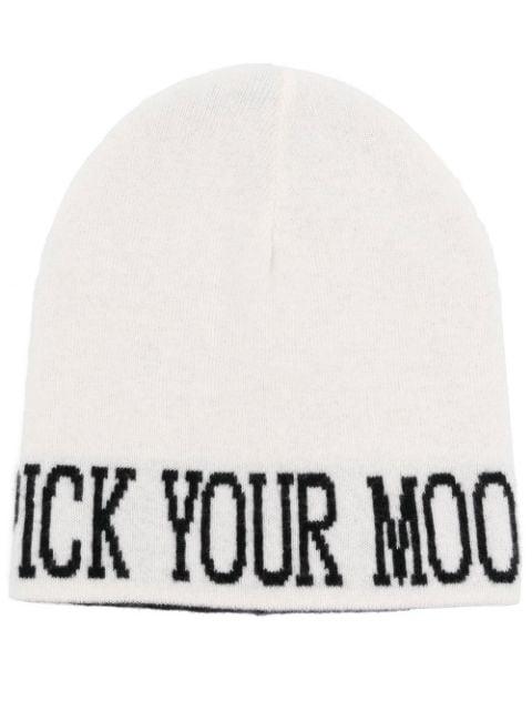 slogan-print knitted beanie by ALBERTA FERRETTI