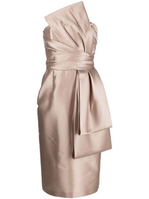 strapless draped midi dress by ALBERTA FERRETTI