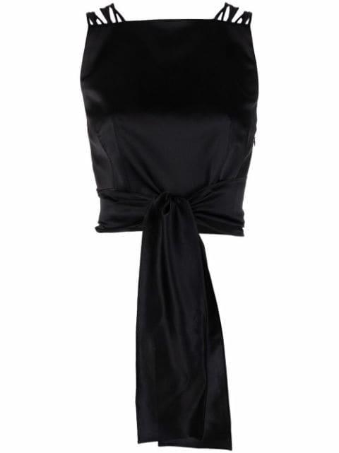 tie-front silk-satin top by ALBERTA FERRETTI