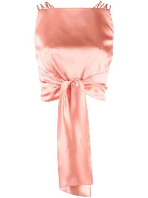 tie-front silk-satin top by ALBERTA FERRETTI